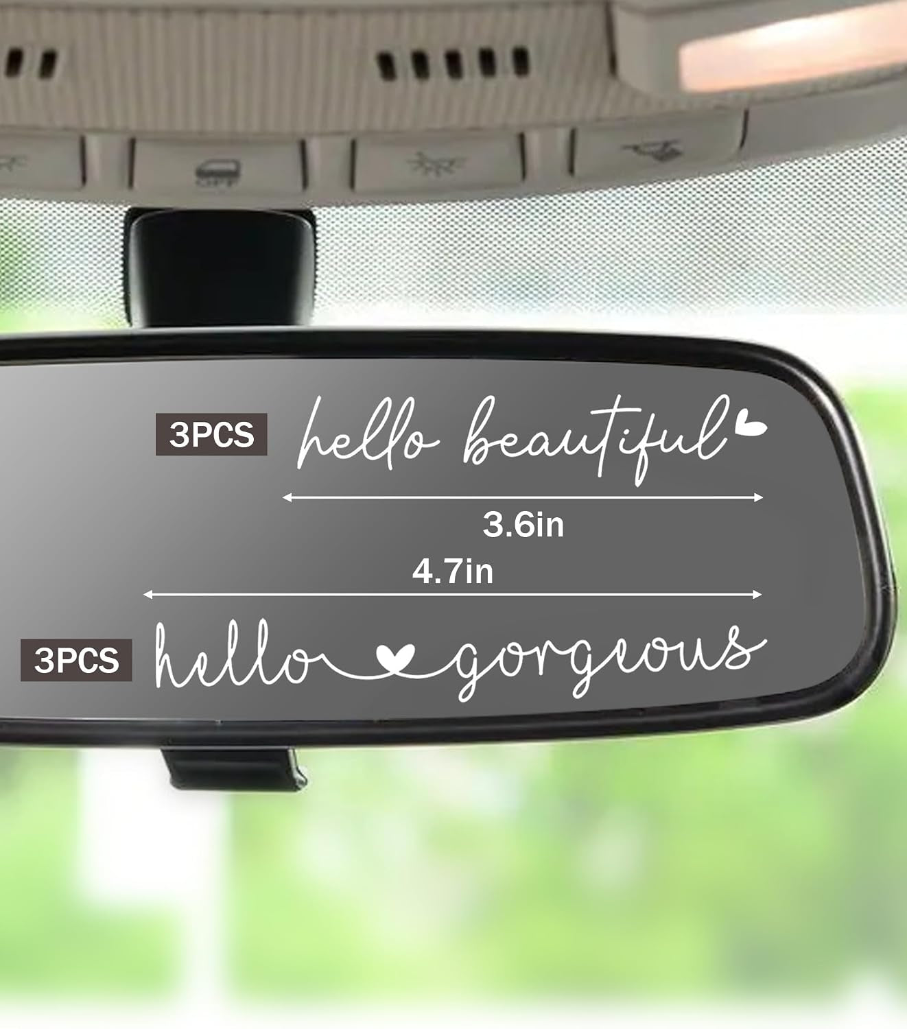Car Decals,Car Accessories,Car Stickers and Decals,Hello Beautiful Mirror Decal,Car Rear View Mirror Sticker,Funny Car Decals,Vinyl Car Decals,Used in Car Window Rearview Mirror (White)