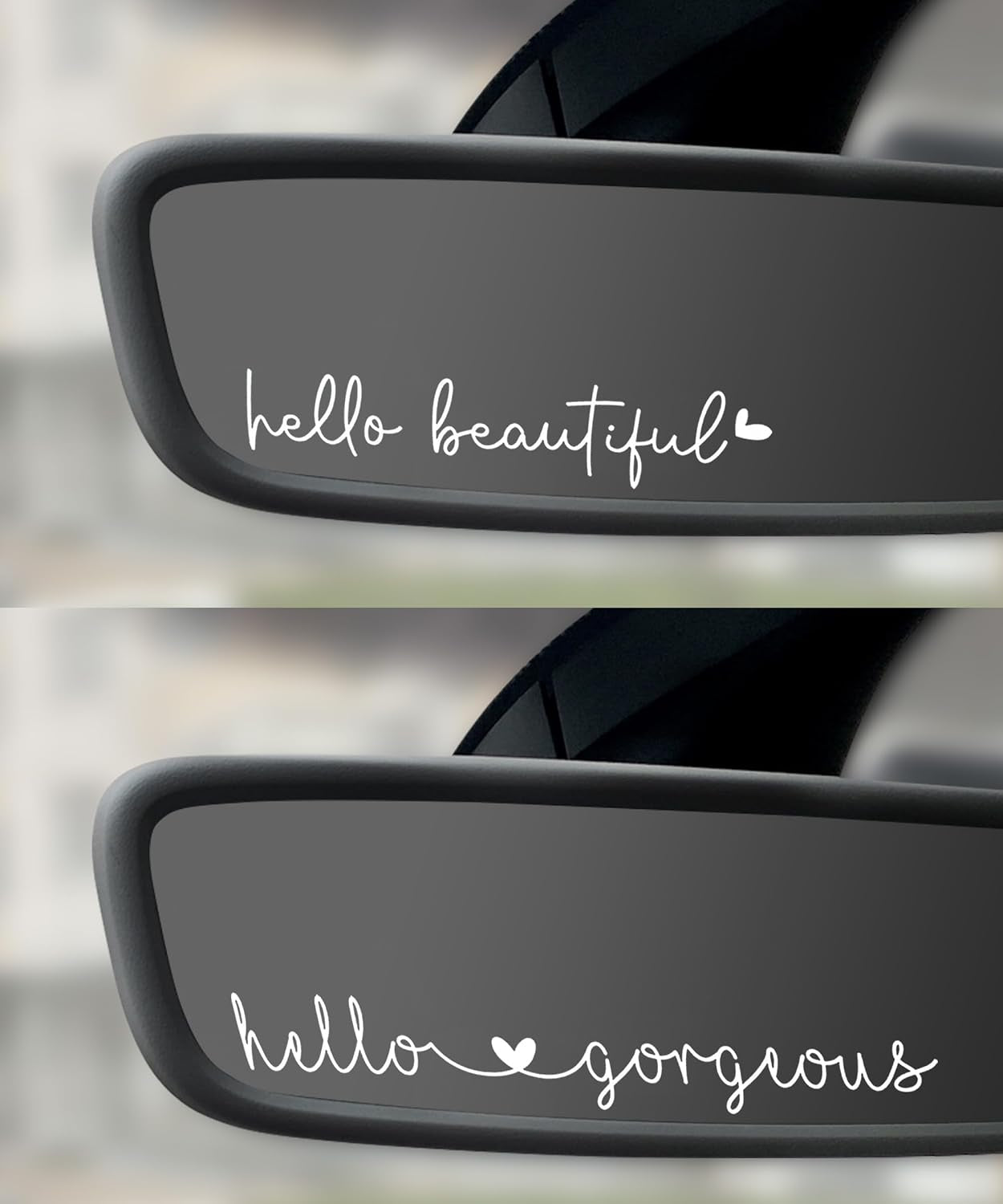 Car Decals,Car Accessories,Car Stickers and Decals,Hello Beautiful Mirror Decal,Car Rear View Mirror Sticker,Funny Car Decals,Vinyl Car Decals,Used in Car Window Rearview Mirror (White)